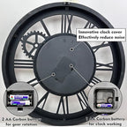 The B-Style Large Wall Clock 18 inch Moving Gear Wall Clock Oversized Vintage Farmhouse Wall Clocks for Living Room Decor Rustic Industrial Wood Clock (Carbon Gray)