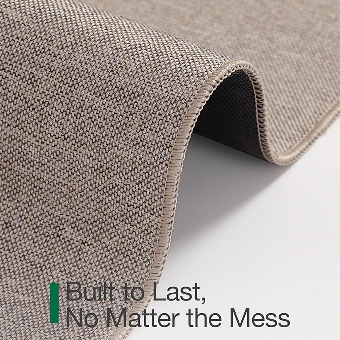 LUMI Ultra Thin Door Mat for Entryway, Low Profile Non Slip Rubber Backing Indoor Doormat, Easy Clean Welcome Entrance Mat for Inside House, Patio,Beige 24"x36"