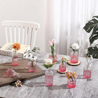 Bud Vases in Bulk 30, Pink Glass Vases for Centerpieces, Small Vase for Flowers, Small Flower Vase for Centerpieces, Mini Vintage Vases for Wedding Table Decor