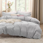 Bedsure Light Grey Duvet Cover King Size - 3 Pieces Prewashed Cotton-Like Extra Soft Bedding Set, Includes 1 Duvet Cover 104x90 Inches with Zipper Closure & 2 Pillow Shams, Comforter Not Included