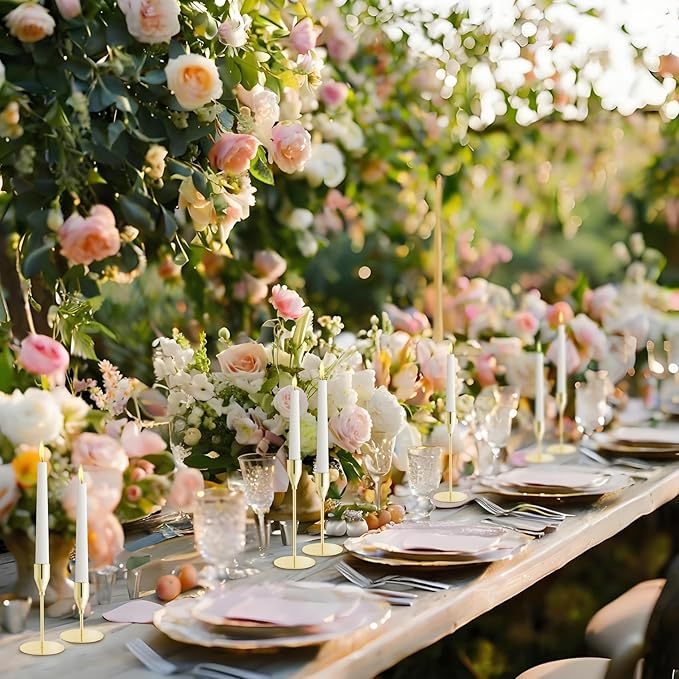 Gold Taper Candle Holders for Wedding Table Centerpiece,Tall Taper Candlestick Holders Bulk Set of 27,Metal Candle Stick Holder for Table or Mantel Centerpiece,Dinning,Festival,Party Home Decor