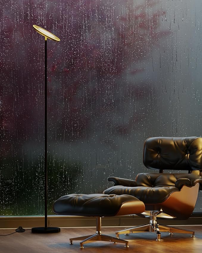 JOOFO LED Floor Lamp – Super Bright Torchiere with Remote & Foot Switch, Stepless Dimmable Tall Standing Lamp, 69" Modern Pole Light for Corner, Living Room, Bedroom, Reading, Office