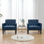 TYBOATLE Accent Chair Comfy Living Room Chair Leather Tufted Mid Century Modern Accent Chair, Small Cozy Reading Arm Chair for Office, Bedroom (1, Blue)