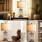 ROTTOGOON 27.5 Tall Farmhouse Table Lamp with USB C + USB A Charge Ports, Rustic Living Room Lamp, Black Industrial End Table Lamp for Bedroom Living Room Nightstand (Bronze)