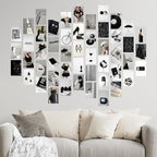 Mystic Black & White Aesthetic Wall Collage Kit – 50 Bold & Mysterious Photos, 4"x6" Semi-Gloss Prints for Teen Girls Dorm Room Decor, Monochrome Minimalist Art, Ideal Gift for Birthday & Graduation