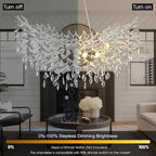 Modern Crystal Silver Chandelier, 36" Large Rectangular Oval Tree Branch Crystal Chandeliers for Dining Room,16-Light Flush Mount K9 Crystal Chandeliers, for Kitchen Island,Dining Room