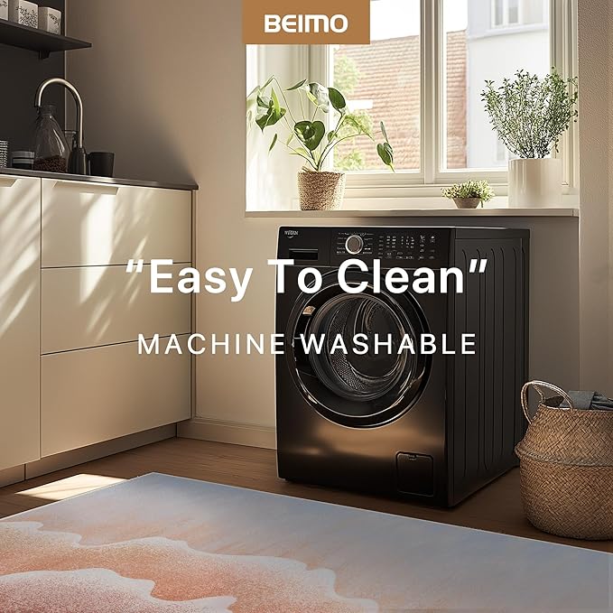 Area Rugs 8x10 for Living Room Bedroom, Modern Abstract Machine Washable Rug, Large Soft Low Pile Floor Cover with Non Slip Backing for Dining Room, Coral Pink