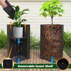 Galvanized Steel Metallic Heavy Planter for Outdoor Plants Metal Planters Box 14"x14"x30" Spliced Flower Planter with Partitions for Outside,Indoor,Garden (Black, 14 * 14 * 30)