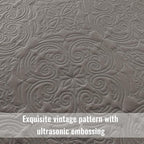 Exclusivo Mezcla Quilts Queen Size Bedding Set with 2 Pillow Shams, Lightweight Grey Full Queen Quilt Bedspread with Vintage Damask Pattern, Soft Bedspreads Coverlets for All Seasons