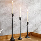 Black Taper Candle Holders Set of 3, Heavy Candlesticks Holders Decorative Candle Stand for Table Centerpiece, Cast Iron Candle Stick Holder Decor