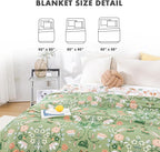 MSGKV Cotton Bed Blanket for Couch and Sofa Blankets for Living Room Bedroom Reversable Florals and Animals Throw 80"x90" Breathable Cozy Boho Blankets