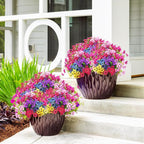 24 Bundles Artificial Flowers for Outdoors & Indoors – UV Resistant Faux Plastic Plants for Garden, Patio, Porch, Window Box, Home Decor – Lush & Vibrant Fake Flowers, Multicolor