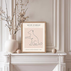 Poster Master Vintage Poster - Retro One Line Dog Drawing Print - Dog Art - Minimal Gift for Men, Women, Animal Lover - Abstract Wall Decor for Home, Office, Bedroom, 11x14 Beige Framed