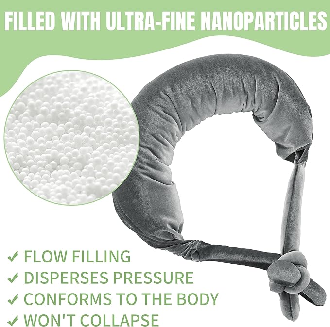 HOMBYS 2 in 1 Lumbar Support Pillow & Neck Pillow for Office Chair, Multifunctional Lumbar Roll & Neck Roll for Lower Back, Neck Pain Relief, Velvet Fabric & Foam Particles Filling, Wrap Neck & Waist