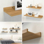Floating Shelves Wall Mounted Set of 2, Modern Wall Shelves for Storage with Lip, Display Picture Ledge Shelf for Wall Decor Bedroom Living Room Bathroom Kitchen - Oak