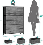 Chest of Drawers for Bedroom, Tall Gray Fabric Dresser with 18 Deep Drawers, Large Clothes Organizer Bin Vertical Storage Cabinet for Closet, Nursery, Office