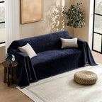 MaymissCouch Cover for Dogs Sectional Sofa Covers Washable for 2 Cushion Couch, Chenille Couch Cover Blanket, Sectional Sofa Slipcovers, Multi-Use Furniture Protector for Kids, Pets, 91" X118", Navy