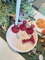 Glass Candlestick Holder,Striped Taper Candle Holders,Set of 6 Candle Stand for Table Centerpieces, Home Decor,Weddings,Festival and Parties (GCH002-Purple Dimond)