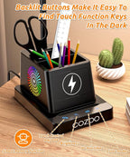 Desk Lamp with Wireless Charger, COZOO LED Desk Lamps for Home Office, Eye-Caring LED Light with Pen Holder for College Dorm Room, Gooseneck Table Lamp for Bedside Office Bedroom Study,Dorm Essentials