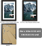7x10 Frame with Real Glass - Display Pictures 5.5x8.5 with Mat or 7 x 10 without Mat, Photo Frame for Wall or Table Top Display(Black, 3 Pack)