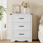 3-Drawer Dresser for Bedroom, Small Wooden Chest of Drawers with Metal Handles, Narrow Storage Cabinet with Anti-Tipping Design, Sturdy Dresser Organizer for Closet, Living Room, Entryway