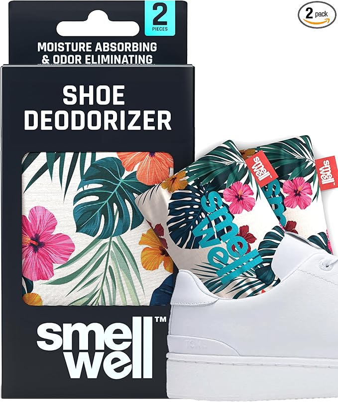 SmellWell - Scented Shoe Deodorizer Inserts - Odor Eliminators - Activated Bamboo Charcoal + Minerals - Natural Fresheners for shoes, bags, gloves - 2 x 1.8oz Original Size Hawaii Floral
