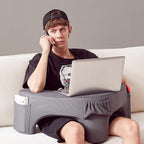 Lap Desk Pillow for Laptop, Reading Pillow for Gaming with Pockets, Soft Lap Desk for Couch, Memory Foam Laptop Pillow for Working, Crocheting or Sitting in Bed Sofa(Dark Grey)