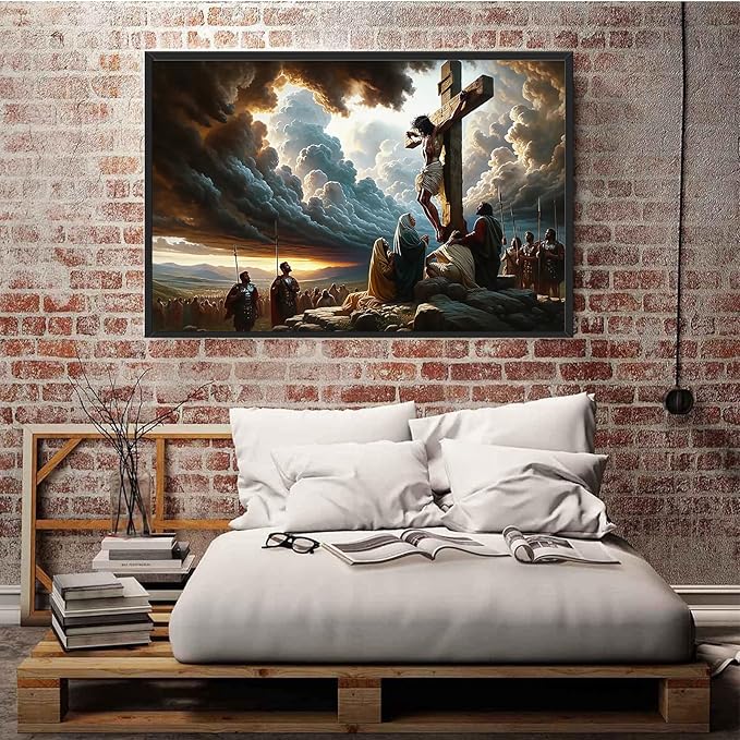 XWNLTEPK Christian Art Crucifixion Print Jesus on the Cross Art Wall Jesus Picture Modern Home Decor Canvas Wall Art Poster