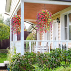 Artificial Hanging Flowers for Outdoors Faux Plants for Spring Summer Decoration,6 Bundles UV Resistant Realistic Silk Flowers Indoor Outside Garden Porch Patio Balcony Yard Farmhouse