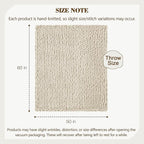 Carriediosa Chunky Knit Throw Blanket 50" X 60", 100% Hand Made Large Chenille Loop Yarn Soft Fluffy Throws for Couch Sofa Bed, Big Crochet Cozy Heavy Thick Cable Woven Blanket, Light Beige