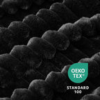 Amélie Home Faux Fur Throw Blanket for Couch, Cozy Fuzzy Fluffy Fur Luxurious Soft Striped Plush Gift Blankets for Family Sofa Chair Bed Living Room Bedroom, 55"x70", Black