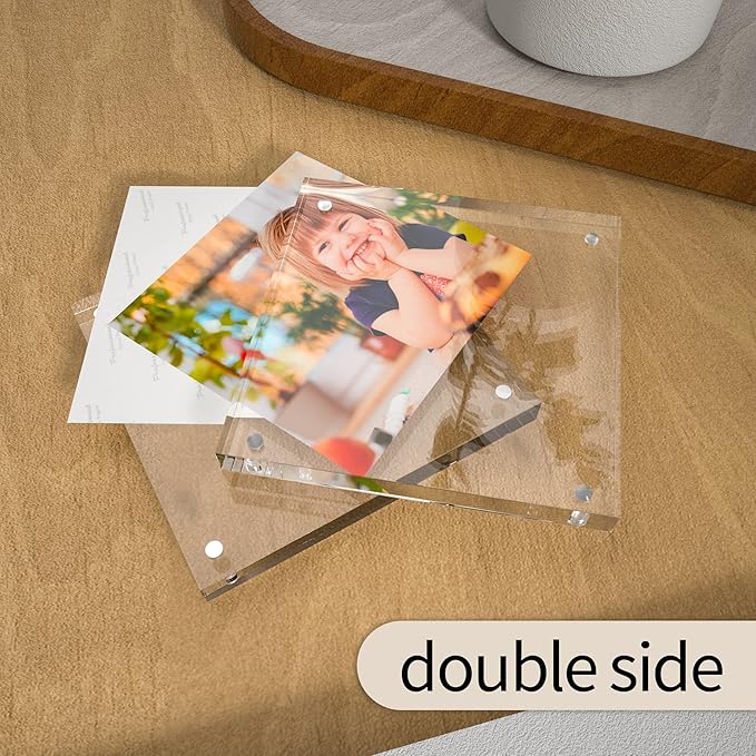 Clear Booth Photo Frame 5x5, Perspex Square Picture Frame, Acrylic Photo Frame for 5x5, 4x4, 3x3 Picture Display