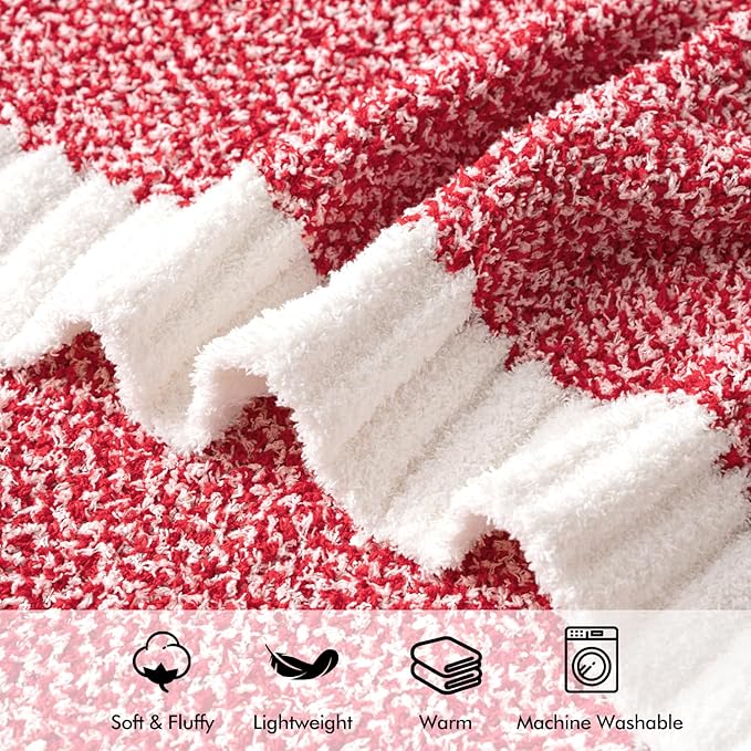 MIULEE Red Super Soft Throw Blanket for Couch, Cozy Fluffy Warm Blankets Lightweight Knit Throw Blankets for Sofa, Bed, Chair, Living Room, Camping, Picnic, 50 x 70 inch