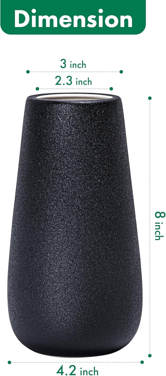 D'vine Dev 8 Inch Raven Grain Elegant Oval Ceramic Vase for Flowers, Home Décor Vase with Design Box, VS-LD-A-3