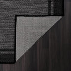 CAMILSON Indoor Outdoor Rug, 5x7 Bordered Dark Grey Black Modern Area Rugs for Indoor and Outdoor Patios, Kitchen and Hallway Mats, Washable Porch Deck Outside Carpet (Bordered Black, 5 x 7)