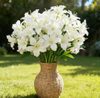 10-Bud Artificial Lily Flowers, 4 Pcs Fake Outdoor Flowers, UV Resistant Faux Flowers for Outdoor Planters, Silk Flowers for Wedding Decoration (White)