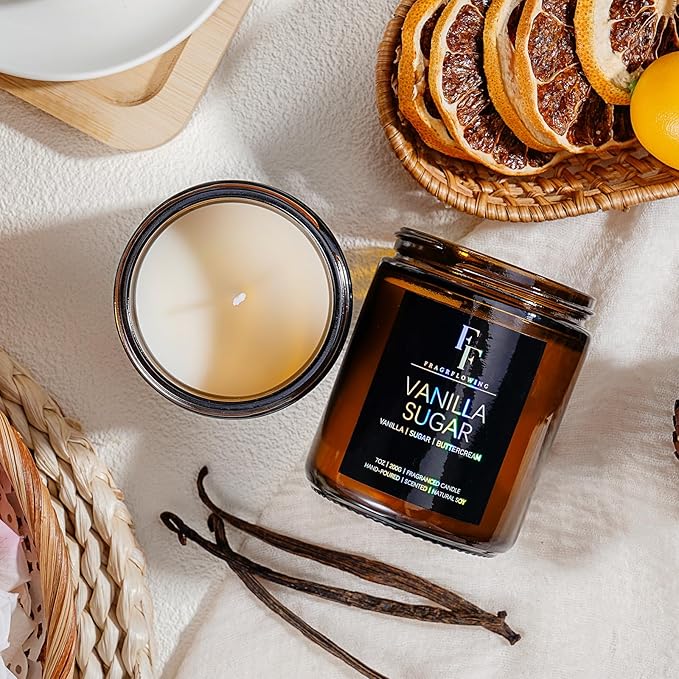 Vanilla Sugar Scented Candles for Home, Soy Wax Candle Aromatherapy Candles Gift for Women Men, 7oz