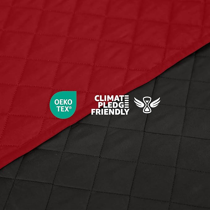 Martex Reversible Coverlet – King Bed Quilt – Lightweight King Size Bedding – Durable King Size Quilts for Bed – Soft - Easy Care Bedding – Ebony/Red