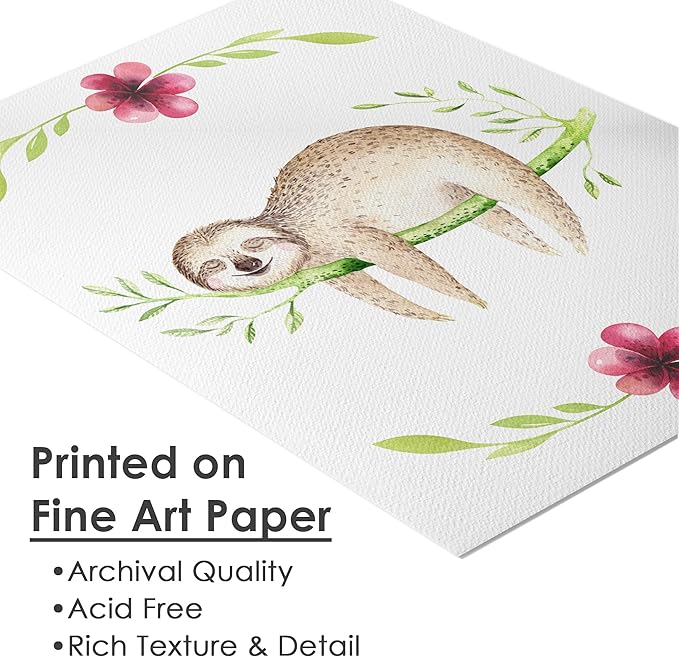 Sloth Art Prints (Set of 3) - Unframed - 11x14s | Delightful and Adorable Decor for Any Space | Living Room Decor | Bedroom Decor | Classroom Decor | Bedroom Wall Art | Modern Wall Art
