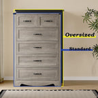 Tall 6-Drawer Dresser for Bedroom, Modern Wooden Chest of Drawers with Metal Handles, Anti-Tipping Design, Sturdy and Stable Storage Organizer for Living Room, Entryway, Home Office, Standard