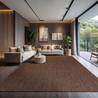 CAMILSON Easy Jute Rug 10x14, Indoor Outdoor Brown Color Fiber Area Rugs for Living Room Patio and Kitchen Rug, Solid Boho Woven Design, Easy-Cleaning, Washable Outside Carpet Alfombras (10 x 14)