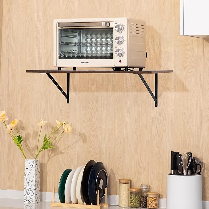 Aluminum Alloy 20 inch x 12 inch Heavy Duty Shelf Bracket ，Max Load 360 LBS, 4-Pack Floating Shelf Brackets Corner Brace Joint Right Angle Bracket Black L Brackets Heavy Duty