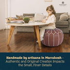 Marrakesh Gallery Genuine Leather Round Pouf Unstuffed - Moroccan Ottoman Footstool, Footrest Cover - Boho Decor - Bohemian Living Room, Bedroom, Kids Room, Gift & Wedding