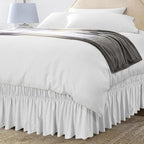 Utopia Bedding Full Elastic Bed Ruffle - Easy Wrap Around Ruffle - Microfiber Bed Skirt with Adjustable Elastic Belt 16 Inch Tailored Drop - Hotel Quality Bedskirt, Fade Resistant (Full, White)