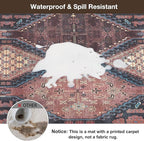 Floor Mat for Home 4×6ft, Easy Clean Plastic Rug-Like Pattern Area Mat for Living Room, Waterproof Vinyl Area Rug for Under Kitchen Table, No Slip Soft Vintage Rug for High Traffic Area (Brown)
