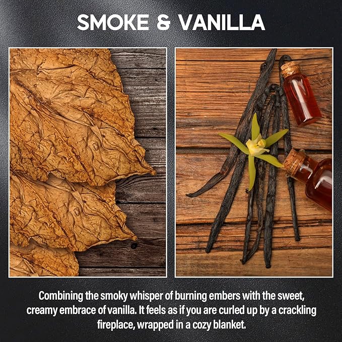 Smoke ＆ Vanilla Candle, 9oz Scented Candle for Men, Scented Candles for Home, Gifts for Men, Personalized Blessing Minimalist Men's Gifts