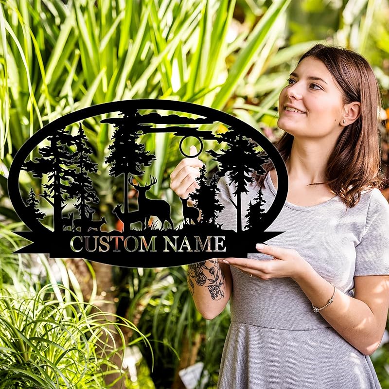 Personalized Deer Metal Cabin Sign | Custom Metal Sign | Personalized Camping Signs | Deer Hunter Gift | Custom Signs Outdoor Metal | Custom Family Name Sign | Cabin Decor | Porch Sign
