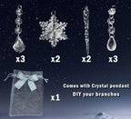 Fudios Lighted Branches Plug in 32IN 200 LED Mantle Winter Decor, White Twig Branch Lights for Christmas Holiday Party Indoor Outdoor