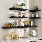 24 Inch Floating Shelves, 24"x9.25"x1.5" Inch Deep Floating Shelves for Wall, Wooden Shelves for Bathroom, Bedroom, Living Room, Black
