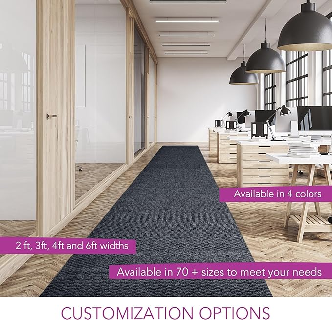 iCustomRug Entryway Door Mat – 4x6ft Charcoal, Indoor/Outdoor, Non-Slip Rubber Backing, Low-Profile All-Weather Carpet, Non-Shedding & Easy Care, Entryway Mat Ideal for High Traffic Areas